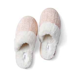 Soma pink chenille plush slippers w/sleep mask